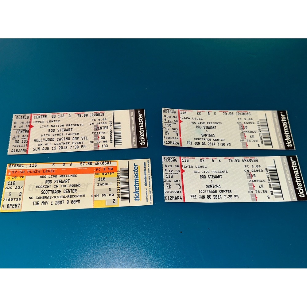 ROD STEWART CONCERT STUB FT. SANTANA CYNDI LAUPER‎ 2007, 2014, 2018 St. Louis Mo